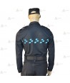 Polo mono color de manga larga con damero azul para Policía