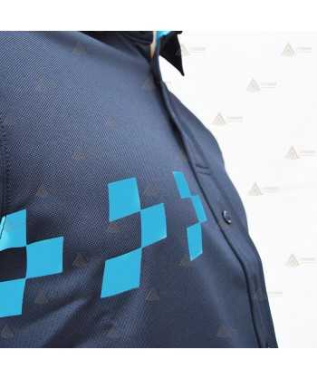 Polo mono color de manga larga con damero azul para Policía