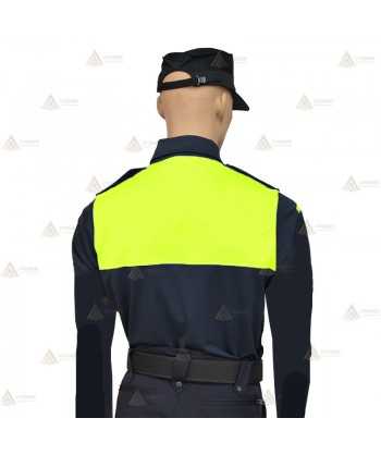 Polo bicolor de manga larga para Policía Local color marino amarillo flúor