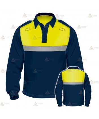 Polo bicolor de manga larga con cinta reflectante para Policía Local