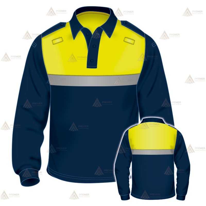 Polo bicolor de manga larga con cinta reflectante para Policía Local