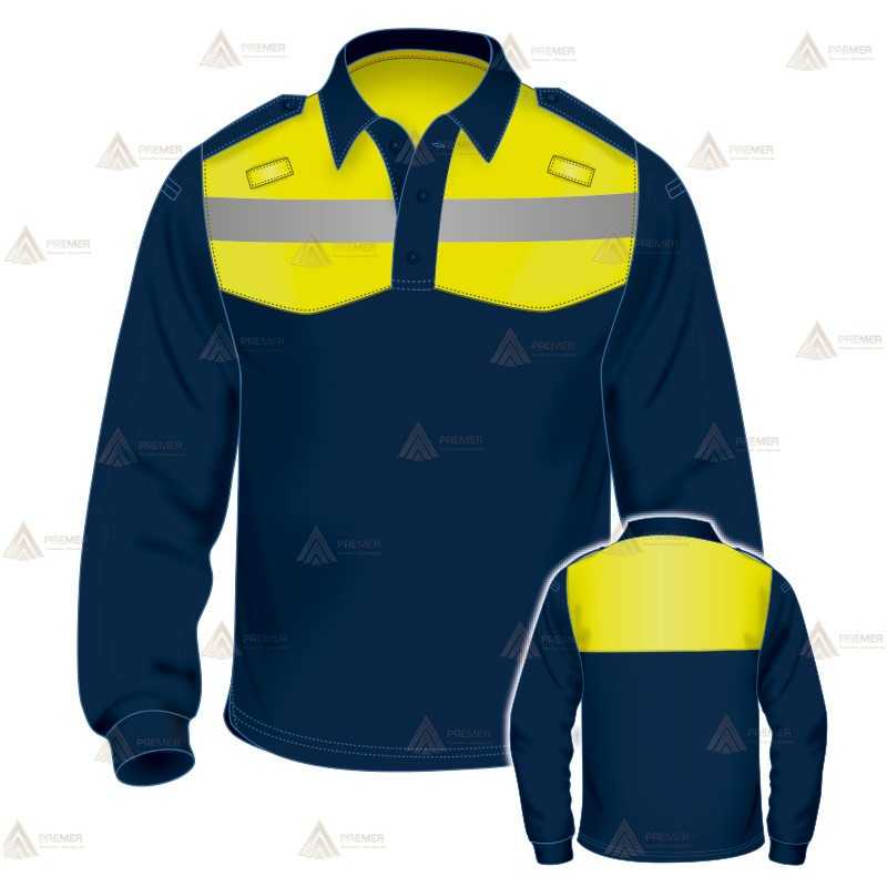 Polo bicolor de manga larga con cinta reflectante para Policía Local