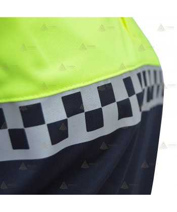 Polo bicolor de manga larga con damero reflectante para Policía Local