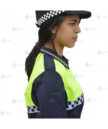 Polo bicolor de manga larga con damero reflectante para Policía Local