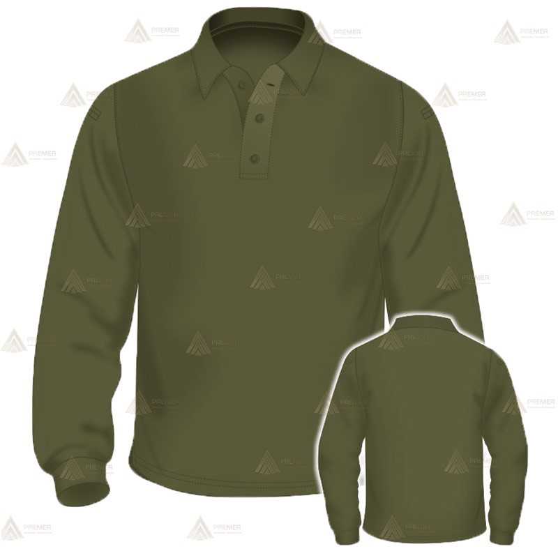 Polo mono color de manga larga para Agentes Forestales y medioambientales color Verde Militar