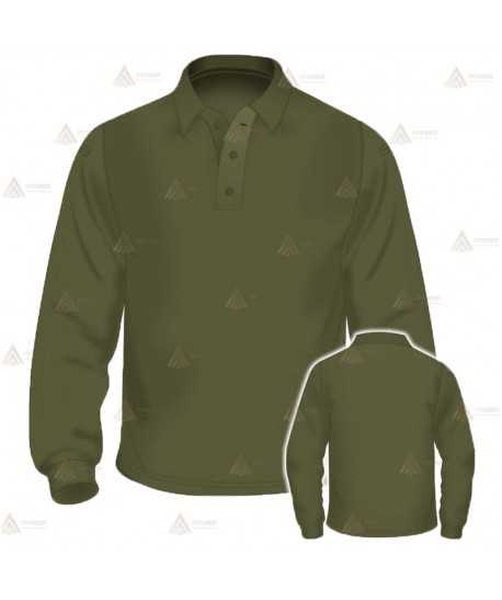 Polo mono color de manga larga para Agentes Forestales y medioambientales color Verde Militar
