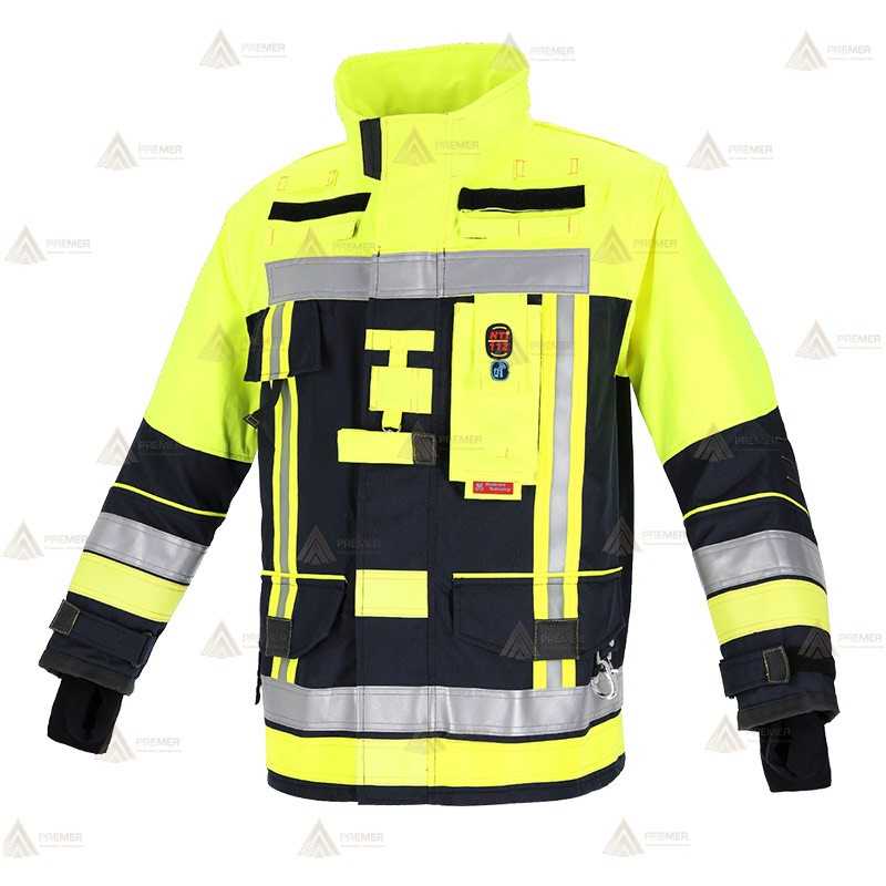 Chaquetón de intervención ligero para intervención y rescate color marino y amarillo flúor