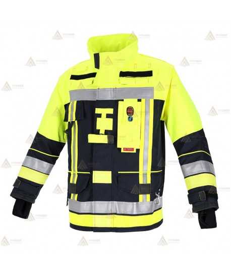Chaquetón de intervención ligero para intervención y rescate color marino y amarillo flúor