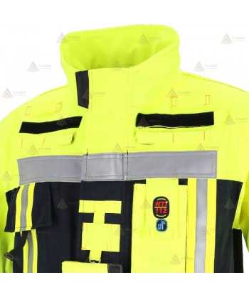 Chaquetón de intervención ligero para intervención y rescate color marino y amarillo flúor