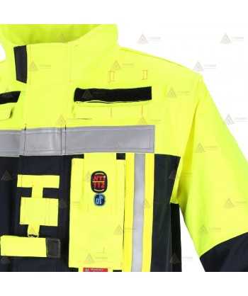 Chaquetón de intervención ligero para intervención y rescate color marino y amarillo flúor