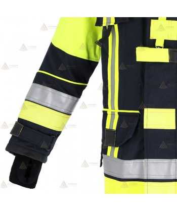 Chaquetón de intervención ligero para intervención y rescate color marino y amarillo flúor