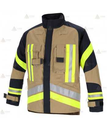 Chaqueta de intervención ligera para Bomberos Forestales color dorado y azul marino