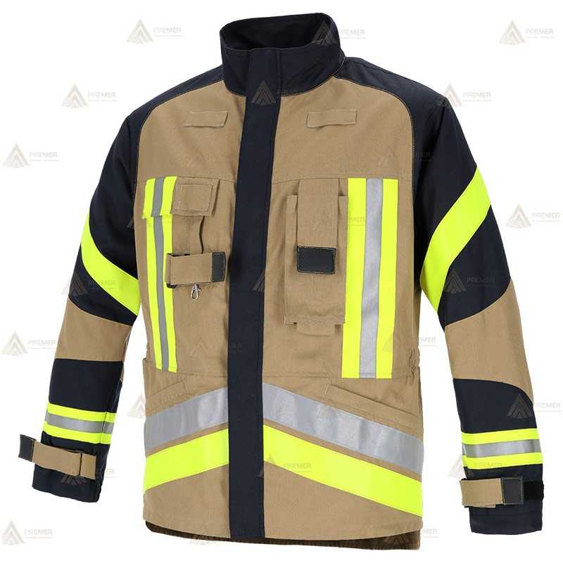 Chaqueta de intervención ligera para Bomberos Forestales color dorado y azul marino