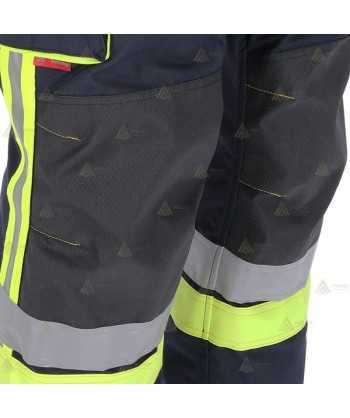 Cubrepantalón ligero de intervención y rescate para Bomberos color marino y amarillo flúor