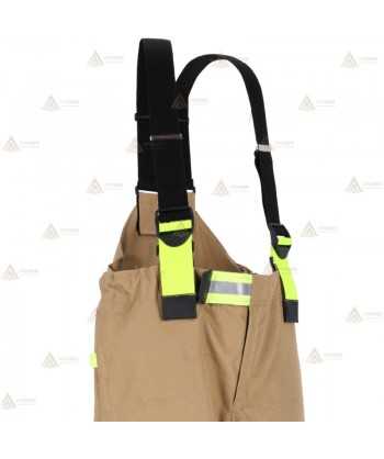 Cubrepantalón ligero de intervención y rescate para Bomberos color dorado y naranja flúor