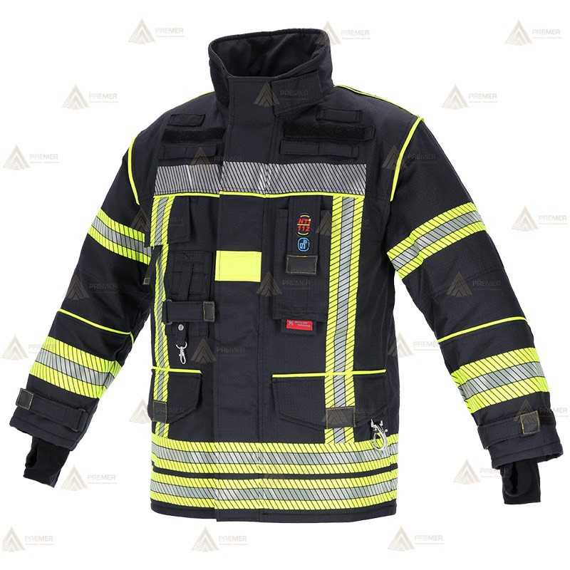 Chaquetón de intervención Premiun para bomberos color azul marino y cintas reflectantes segmentadas