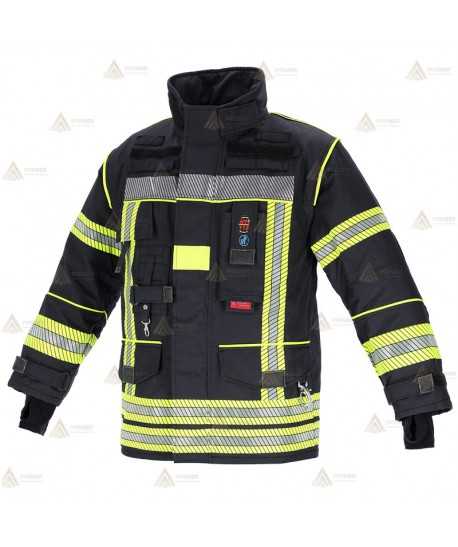 Chaquetón de intervención Premiun para bomberos color azul marino y cintas reflectantes segmentadas
