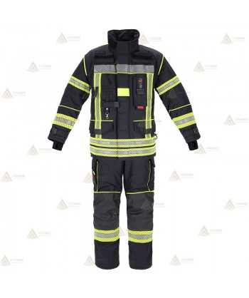 Chaquetón de intervención Premiun para bomberos color azul marino y cintas reflectantes segmentadas