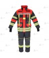 Chaquetón de intervención Premiun para bomberos color azul marino/rojo flúor  y cintas reflectantes segmentadas