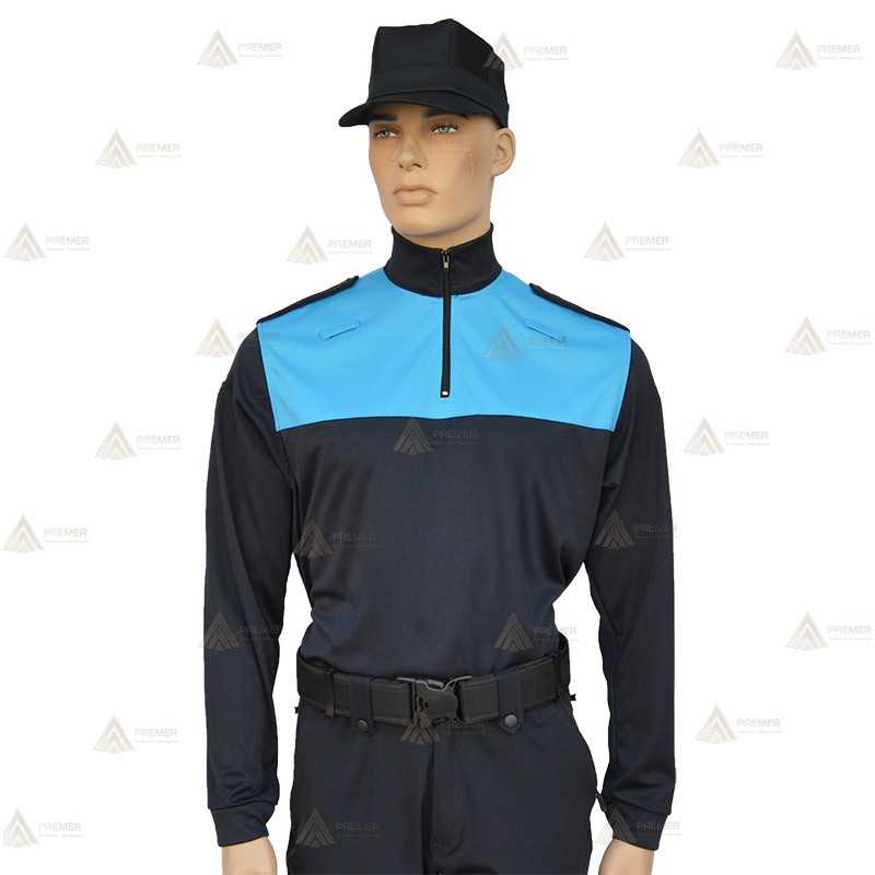 Polo bicolor cuello cisne personalizable para Policía Local en color azul marino y azul tropical