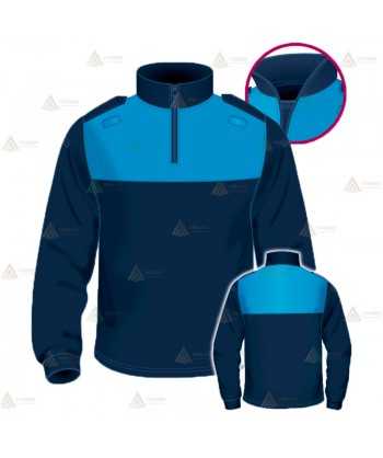 Polo bicolor cuello cisne personalizable para Policía Local en color azul marino y azul tropical