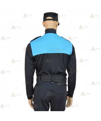 Polo bicolor cuello cisne personalizable para Policía Local en color azul marino y azul tropical