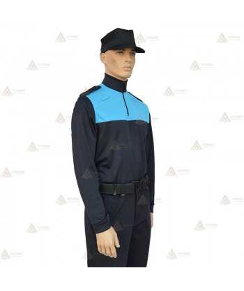 Polo bicolor cuello cisne personalizable para Policía Local en color azul marino y azul tropical