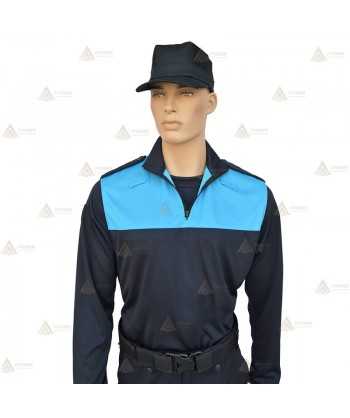 Polo bicolor cuello cisne personalizable para Policía Local en color azul marino y azul tropical