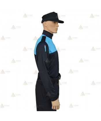 Polo bicolor cuello cisne personalizable para Policía Local en color azul marino y azul tropical