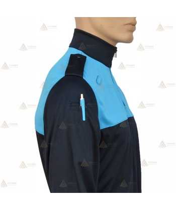 Polo bicolor cuello cisne personalizable para Policía Local en color azul marino y azul tropical