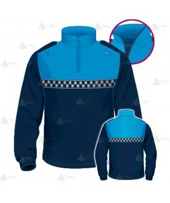 Polo bicolor cuello cisne y cinta damero reflectante color plata para Policía Local