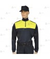 Polo bicolor cuello cisne personalizable para Policía Local en color azul marino y amarillo flúor