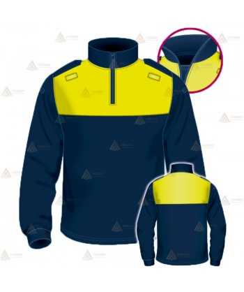 Polo bicolor cuello cisne personalizable para Policía Local en color azul marino y amarillo flúor