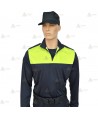 Polo bicolor cuello cisne personalizable para Policía Local en color azul marino y amarillo flúor