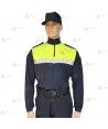 Polo bicolor cuello cisne personalizable para Policía Local en color azul marino y amarillo flúor