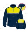 Polo bicolor cuello cisne con damero para Policía Local en color azul marino y amarillo flúor