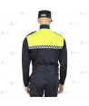 Polo bicolor cuello cisne con damero para Policía Local en color azul marino y amarillo flúor