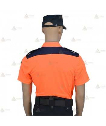 Polo de manga corta color naranja flúor para Protección Civil
