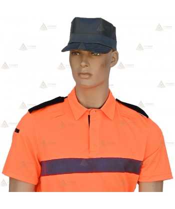 Polo de manga corta color naranja flúor para Protección Civil