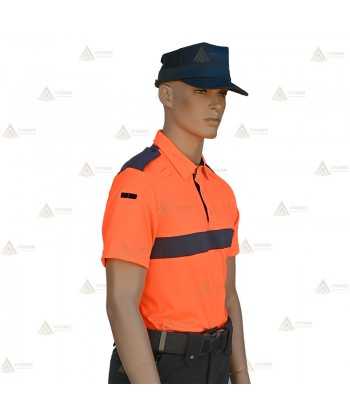 Polo de manga corta color naranja flúor para Protección Civil