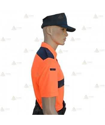 Polo de manga corta color naranja flúor para Protección Civil