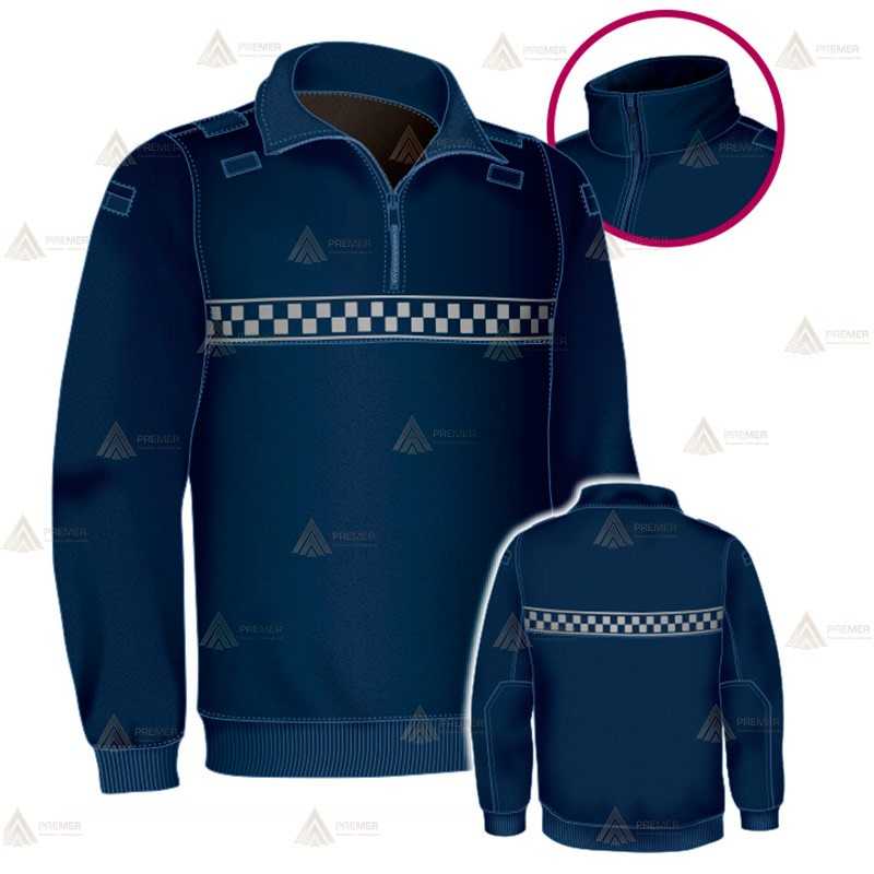Jersey polar de media cremallera con damero para Policía Local