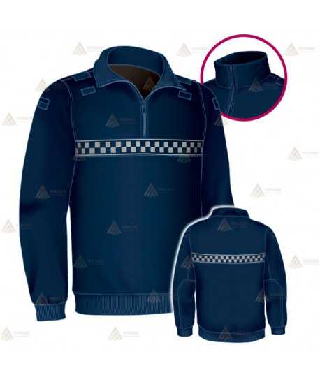 Jersey polar de media cremallera con damero para Policía Local