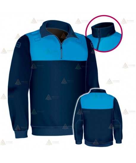 Jersey polar bicolor azul marino y azul tropical de media cremallera para Policía Local