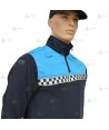 Jersey polar bicolor azul marino y azul tropical de media cremallera con cinta damero reflectante para Policía Local