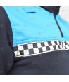 Jersey polar bicolor azul marino y azul tropical de media cremallera con cinta damero reflectante para Policía Local