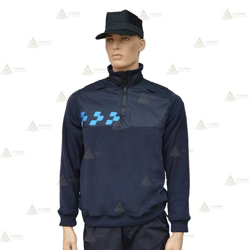 Jersey polar de media cremallera con damero para Policía Local