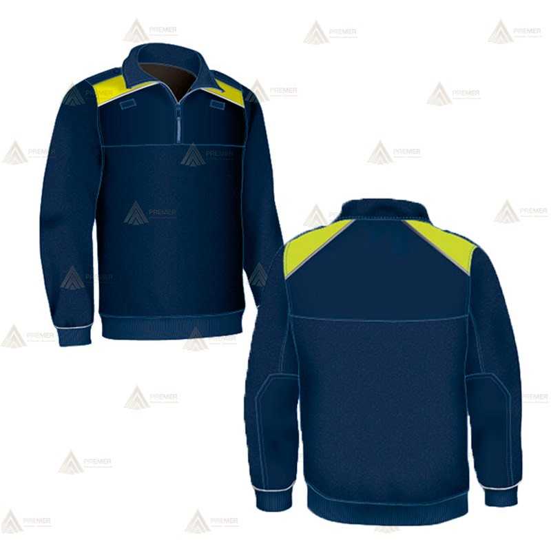 Jersey polar bicolor azul marino y amarillo flúor de media cremallera para Policía Local