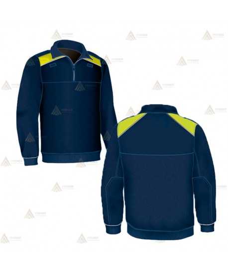 Jersey polar bicolor azul marino y amarillo flúor de media cremallera para Policía Local