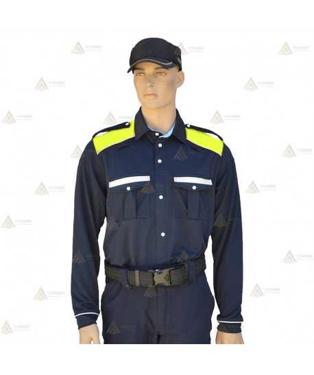 Polo térmico bicolor marino/amarillo flúor de manga larga para Policía Local